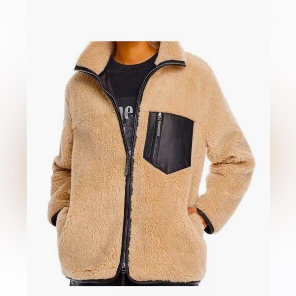 Anine Bing Ryder Leather-Trim Jacket: SZ XS